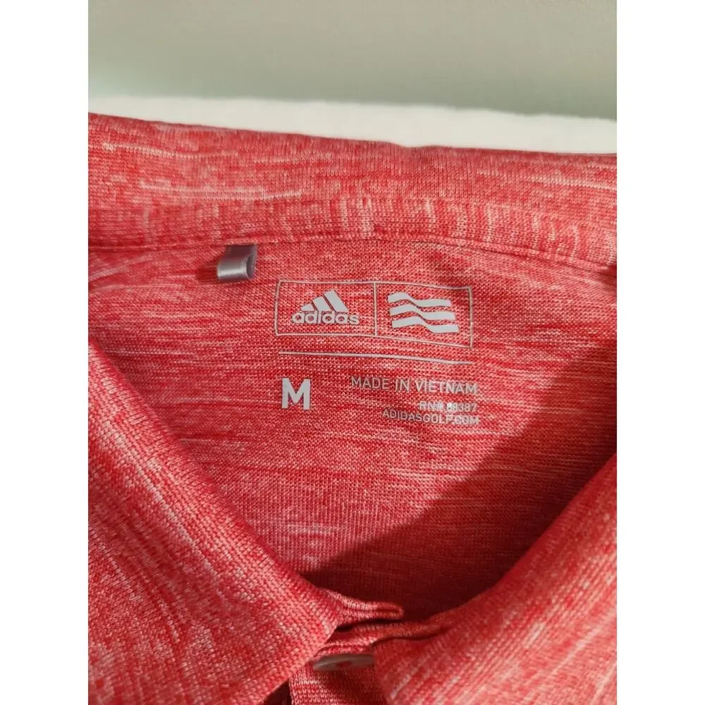 Adidas Polo Shirt Mens Medium Red Short Sleeve Golf Preppy